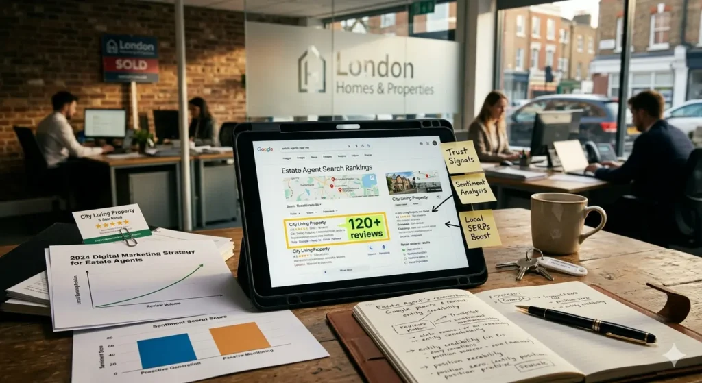 How Do Online Reviews Shape Estate Agent Search Rankings?