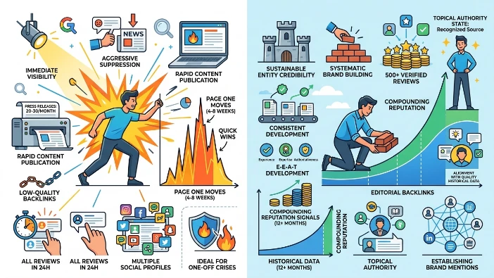 How Do Short-Term and Long-Term Reputation Management Strategies Differ in Effectiveness