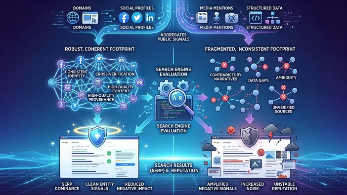 How does a digital footprint shape brand and entity reputation