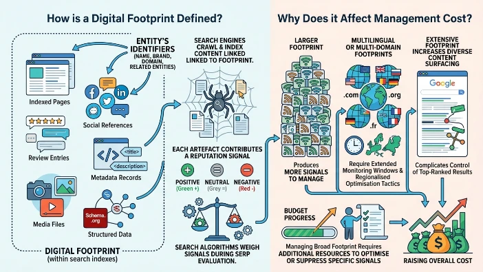 How is a digital footprint defined and why does it affect management cost