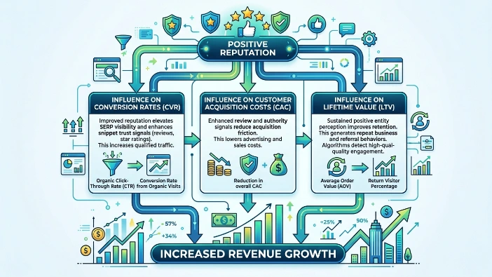 What measurable impacts does reputation have on revenue growth