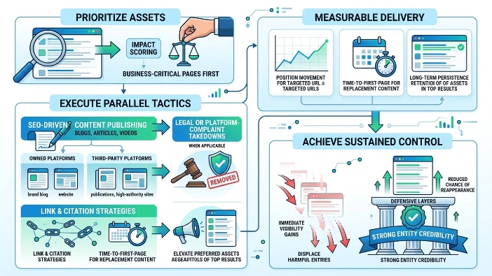 Which processes ensure rapid negative content suppression and sustained control