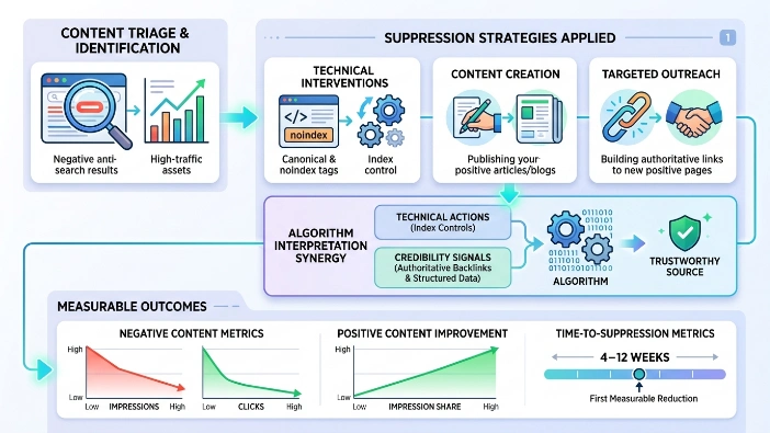 Which processes ensure rapid reduction of negative content visibility