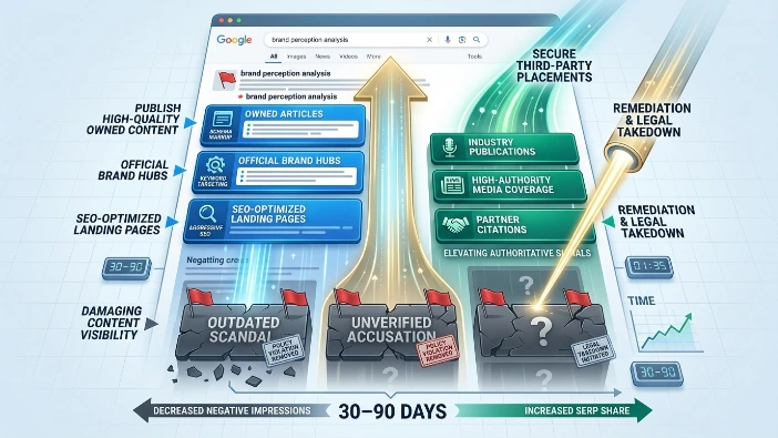 Which tactics ensure rapid reduction of damaging content visibility