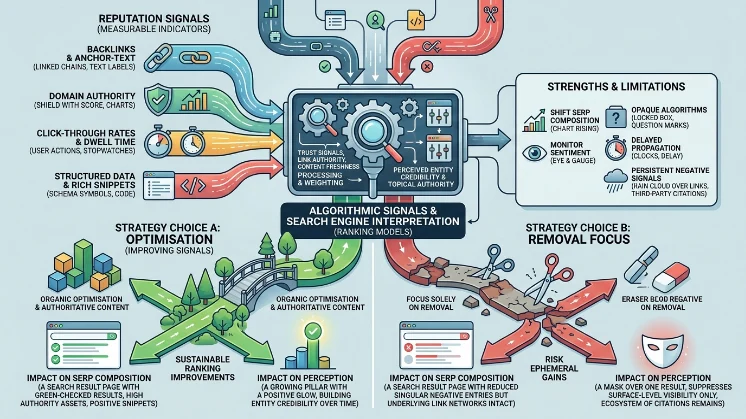 How do algorithmic signals interpret reputation signals and affect strategy choice