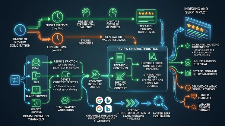 How do timing and channels affect the likelihood of positive reviews