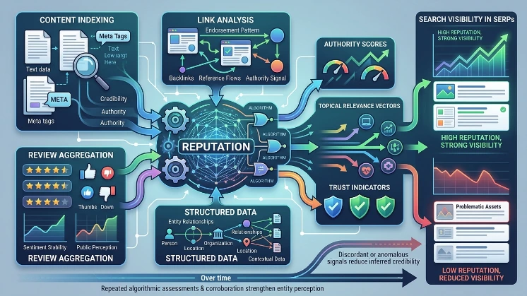 How is reputation formed in search engines