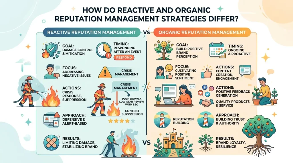 How Do Reactive and Organic Reputation Management Strategies Differ?