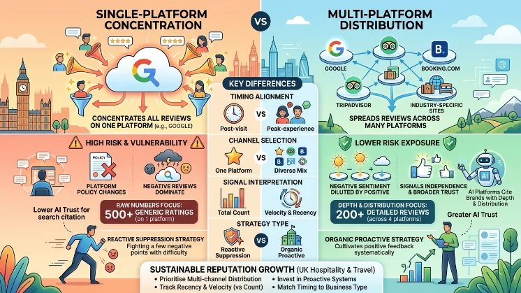 Single-platform concentration vs multi-platform distribution