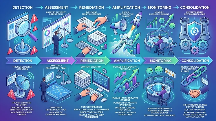 What specific milestones define a reputation management timeline
