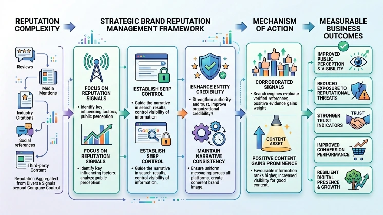 Which brand reputation management approach delivers measurable business outcomes