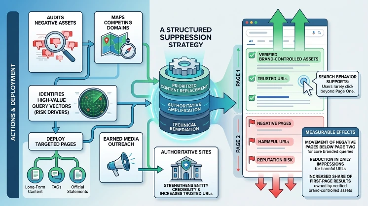 Which elements of the service ensure negative content suppression