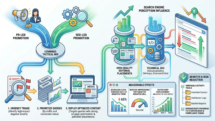 Which tactical mix ensures the fastest reduction of negative content visibility?